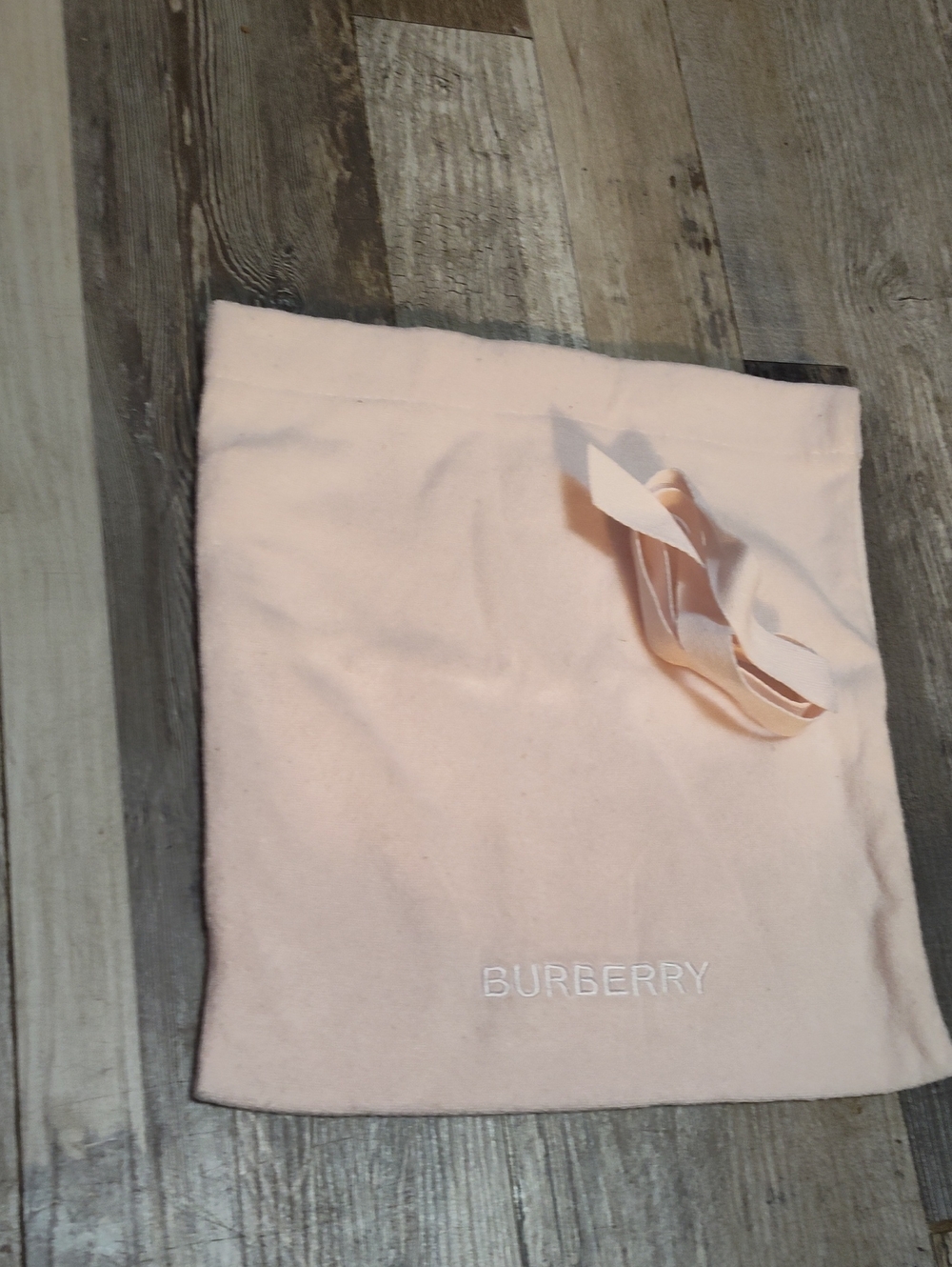 5/$25 SALE Burberry Light Pink Plush Drawstring Pouch